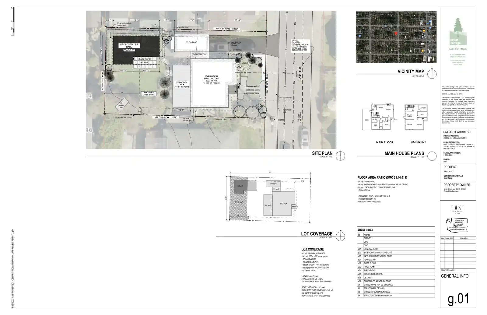 Site plan for 8909 8th Ave NE