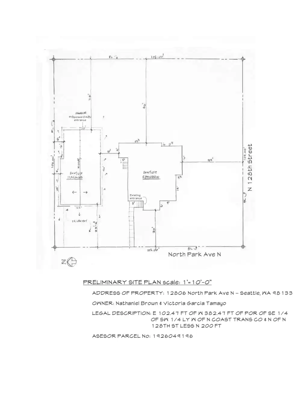 Site plan for 12808 North Park Ave N