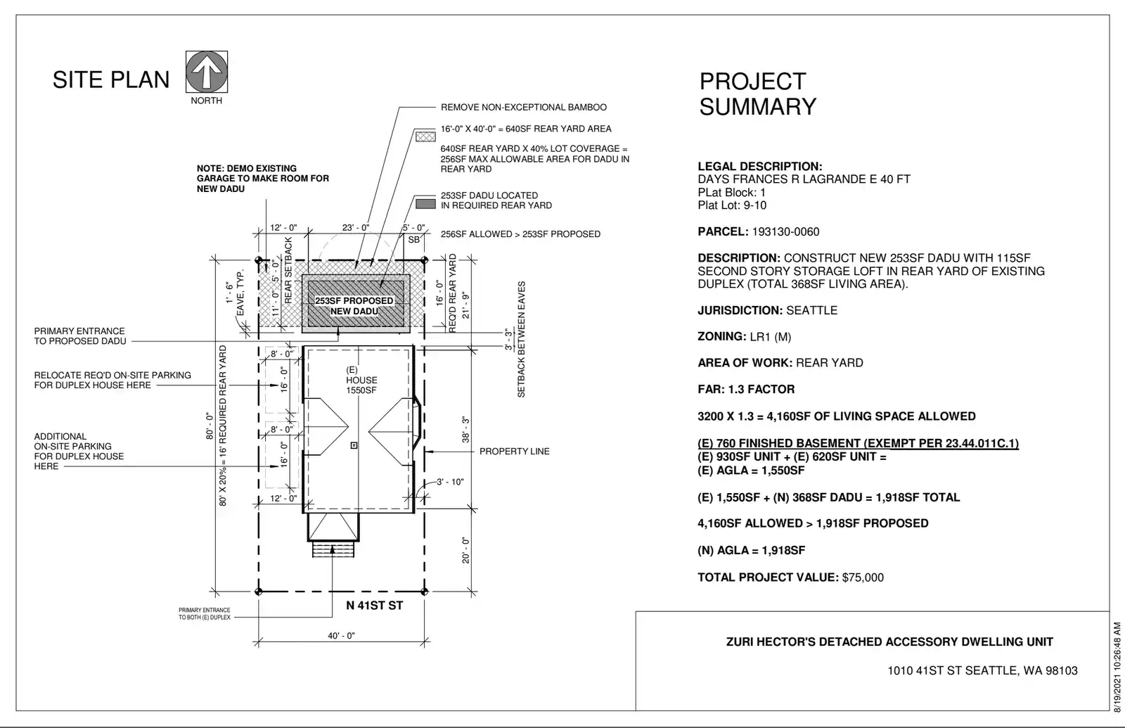 Site plan for 1010 N 41st St