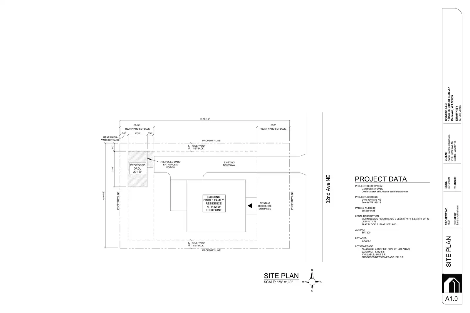 Site plan for 9109 32nd Ave NE