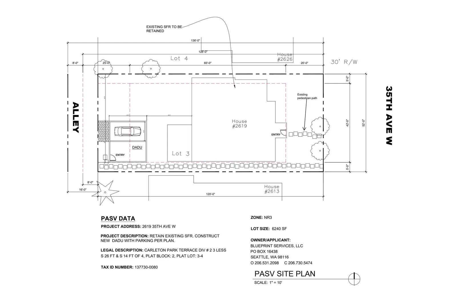 Site plan for 2621 35th Ave W
