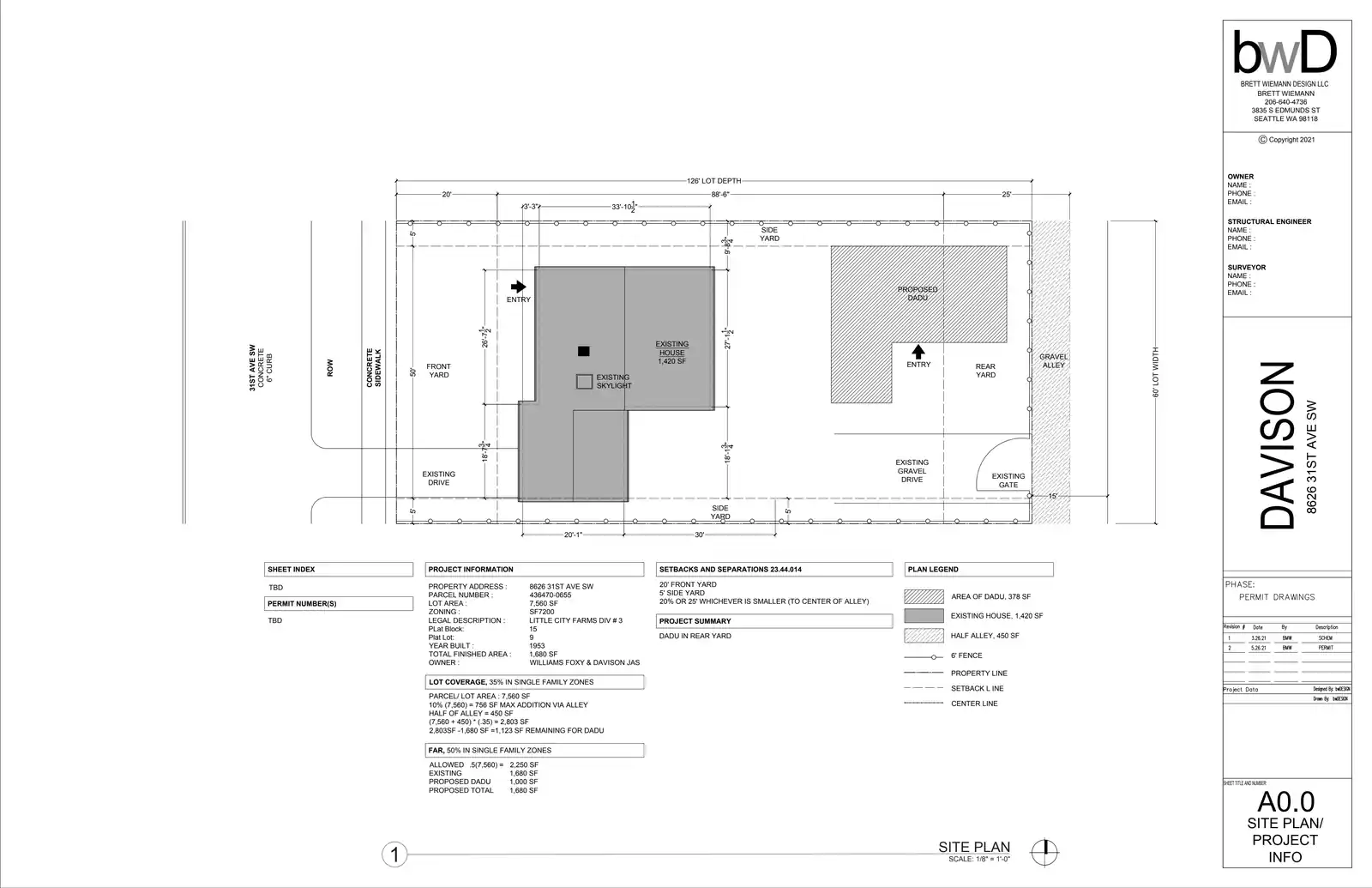 Site plan for 8626 31st Ave SW