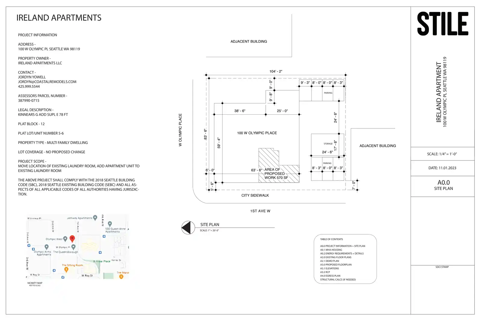 Site plan for 100 W Olympic Pl