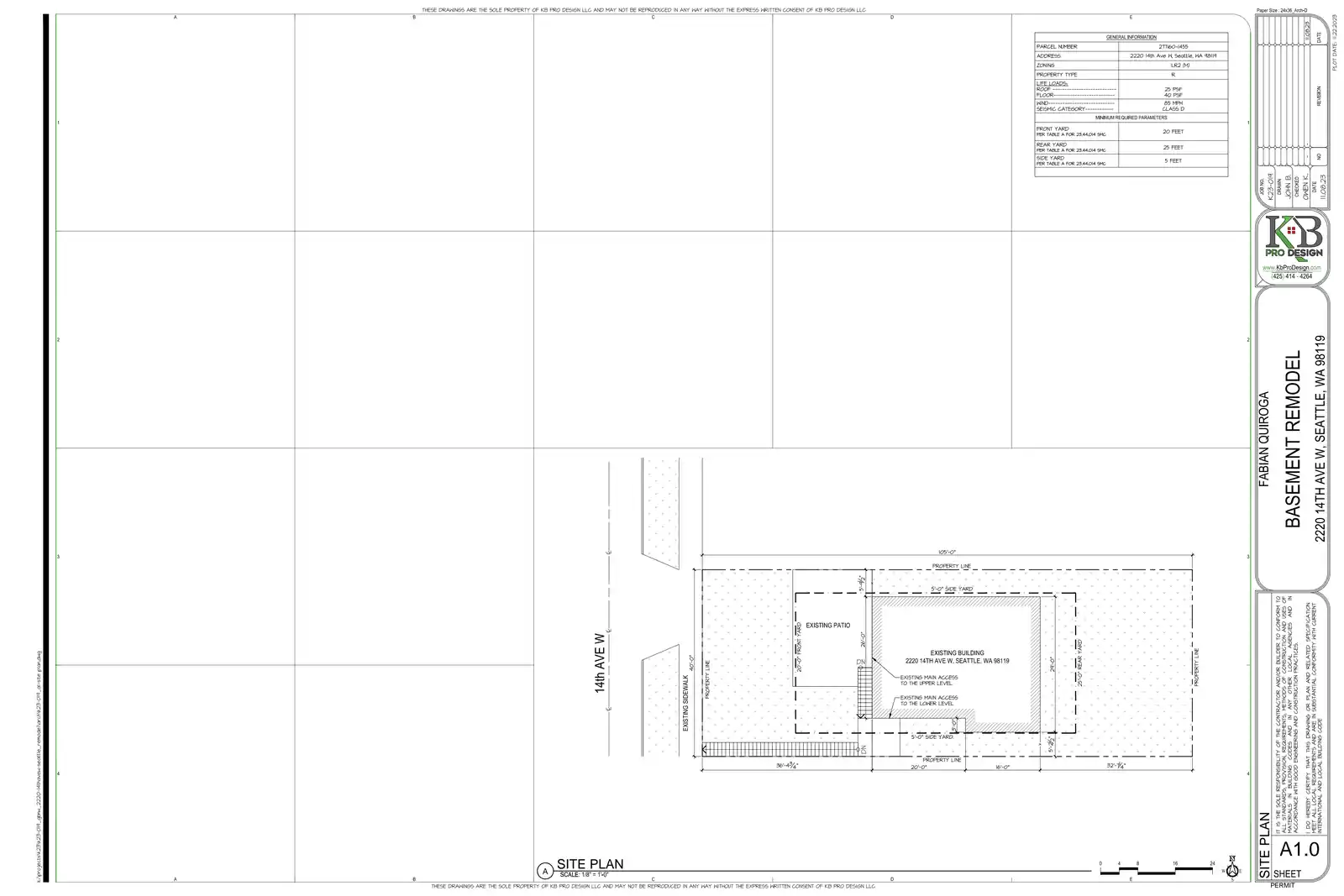 Site plan for 2220 14th Ave W