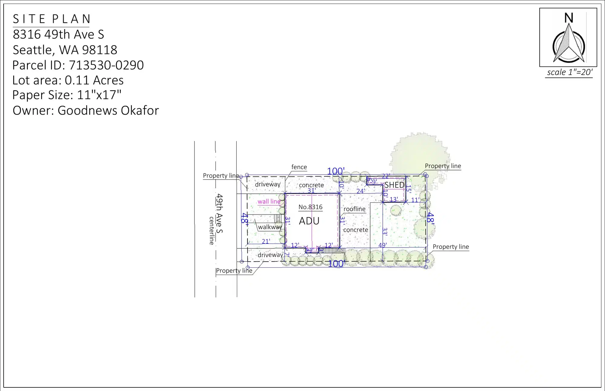 Site plan for 8316 49th Ave S