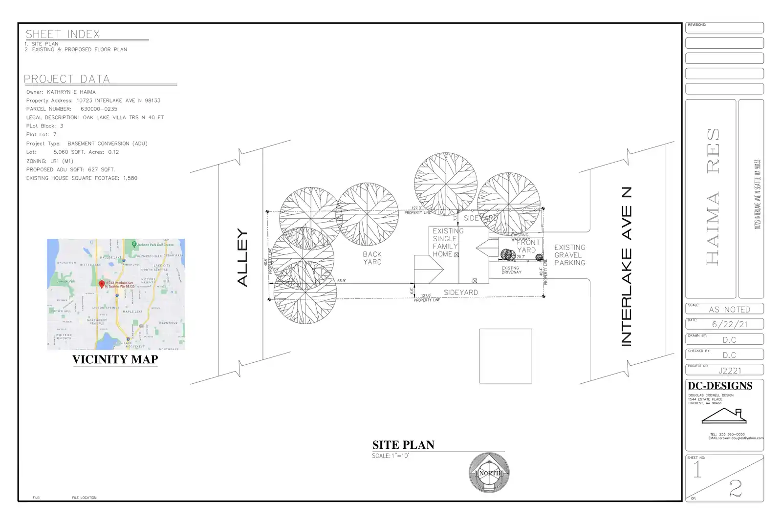 Site plan for 10723 Interlake Ave N