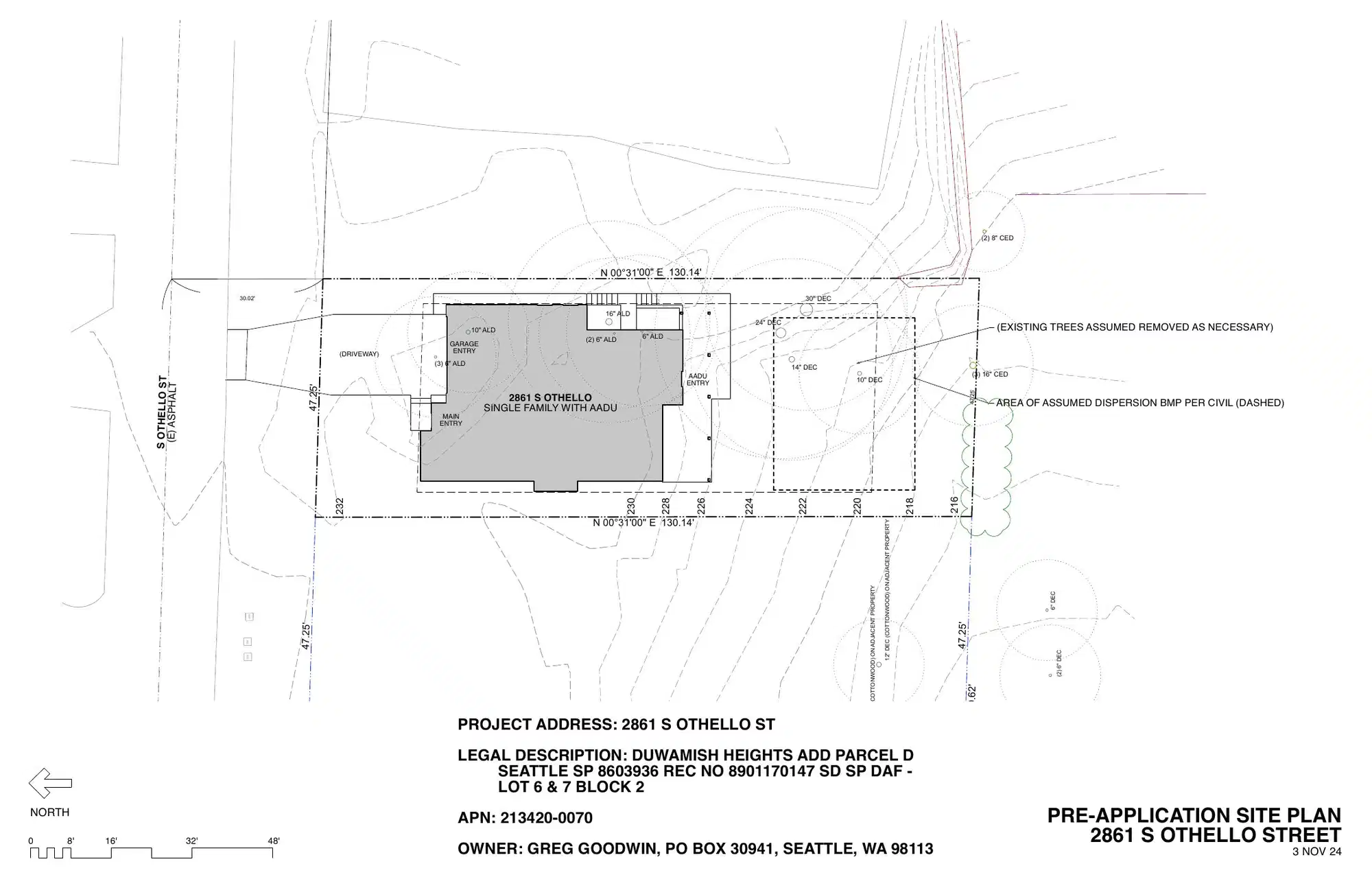 Site plan for 2861 S Othello St