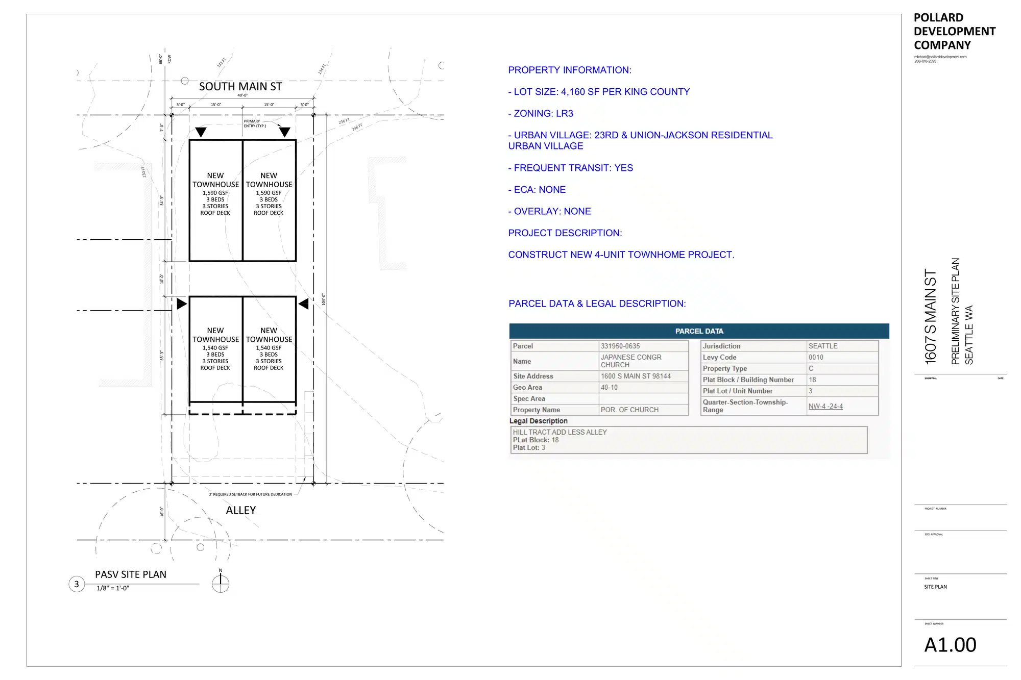 Site plan for 1607 S Main St