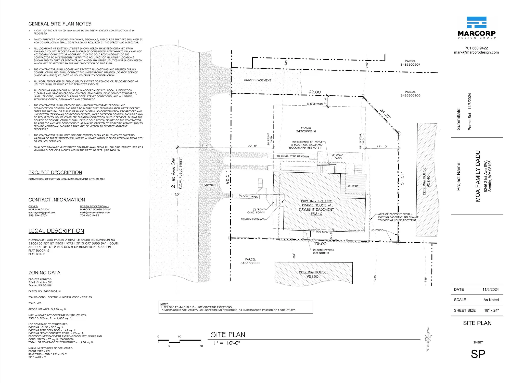 Site plan for 5246 21st Ave SW