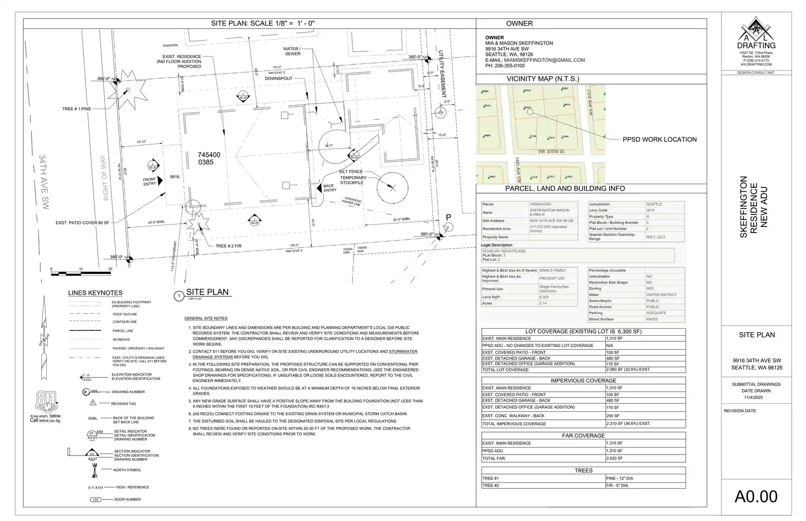 Site plan for 9916 34th Ave SW