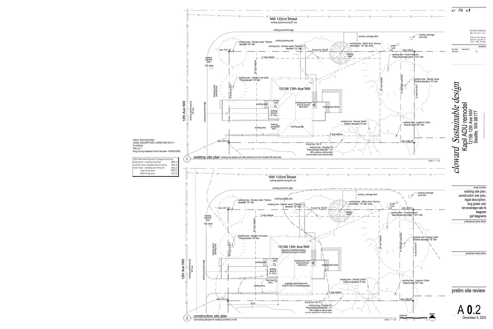 Site plan for 12156 12th Ave NW