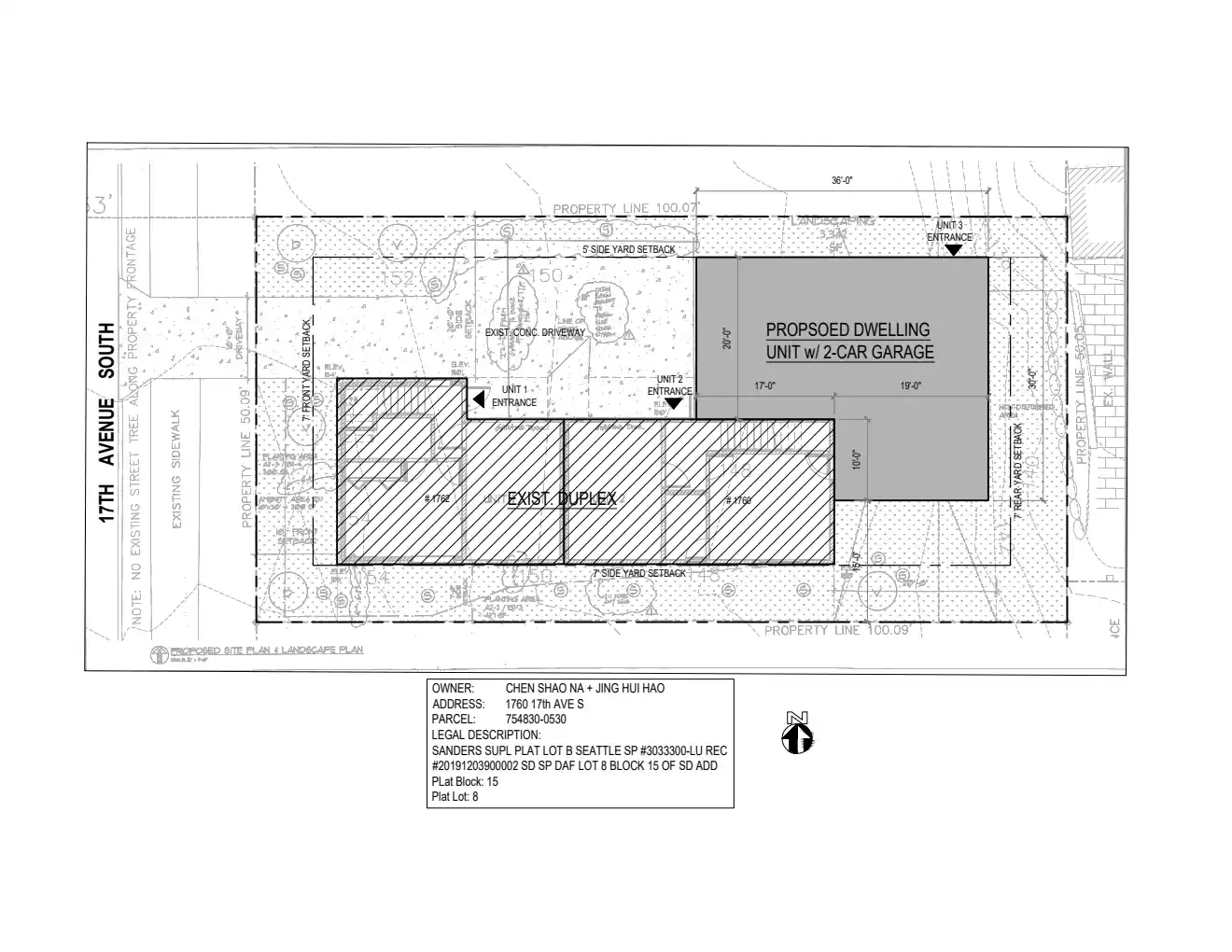 Site plan for 1760 17th Ave S