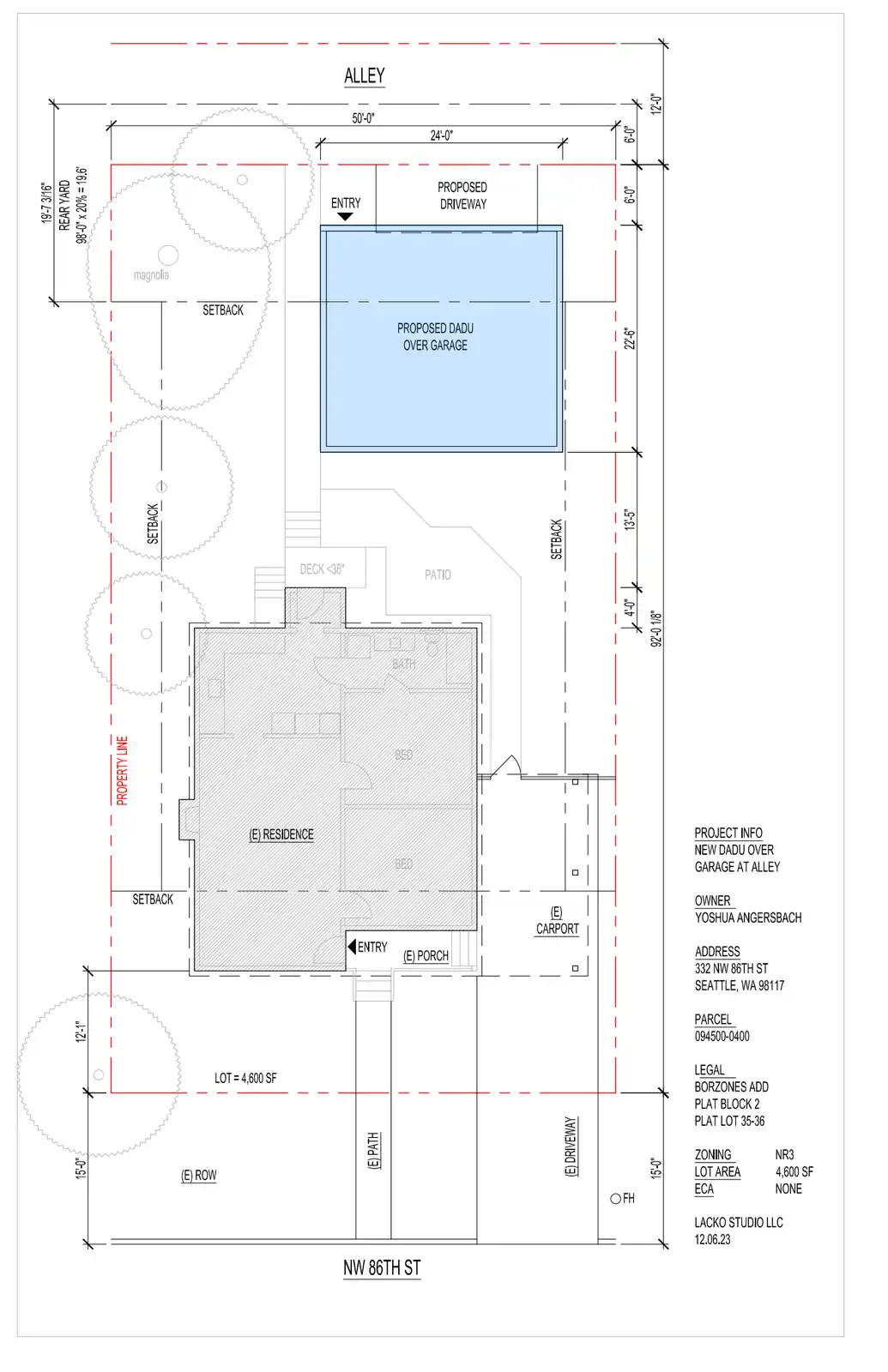 Site plan for 330 NW 86th St