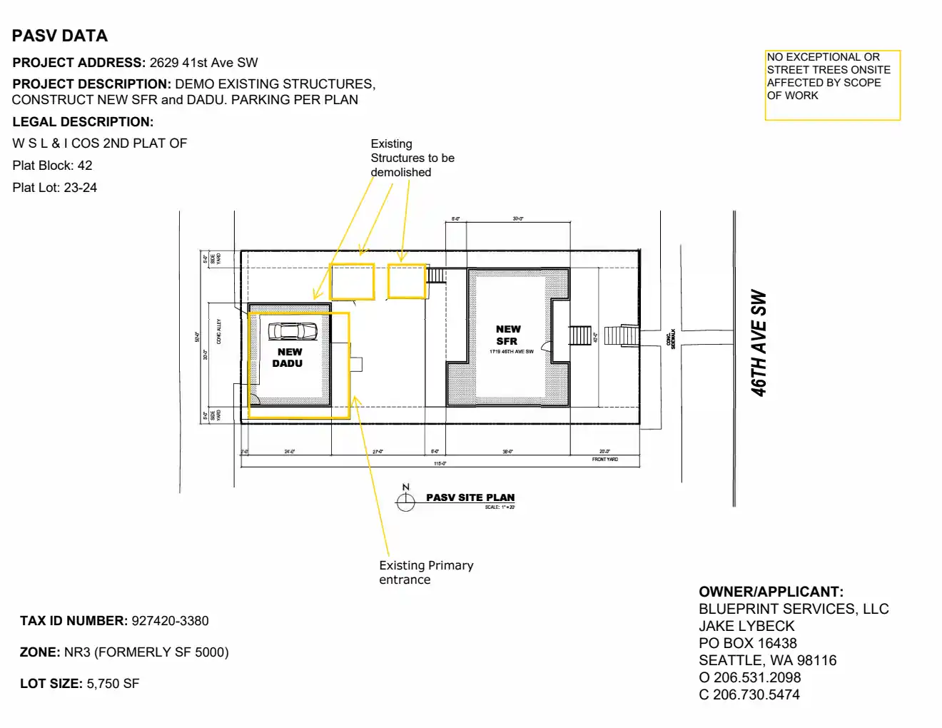 Site plan for 1719 46th Ave SW