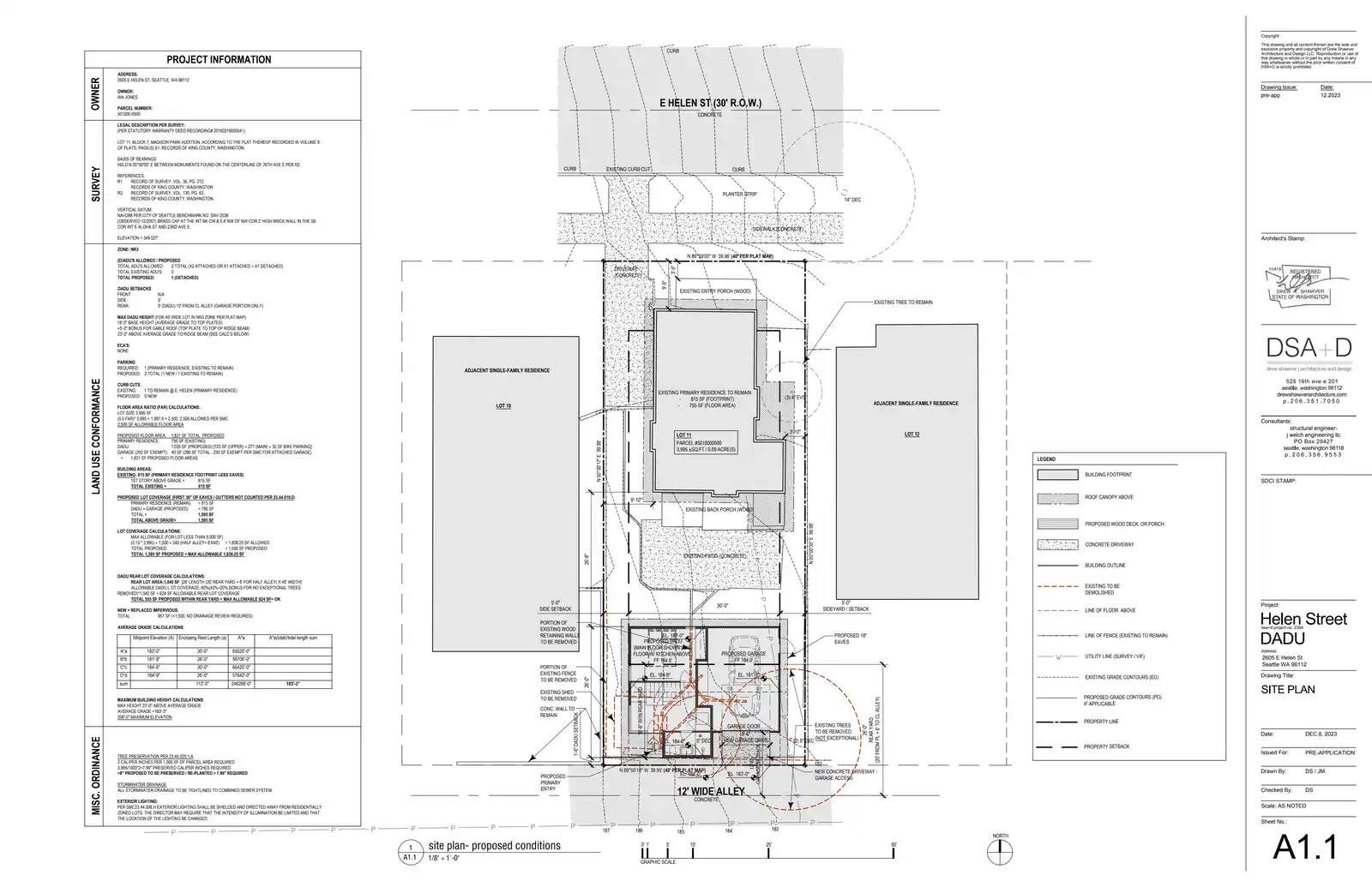 Site plan for 2607 E Helen St