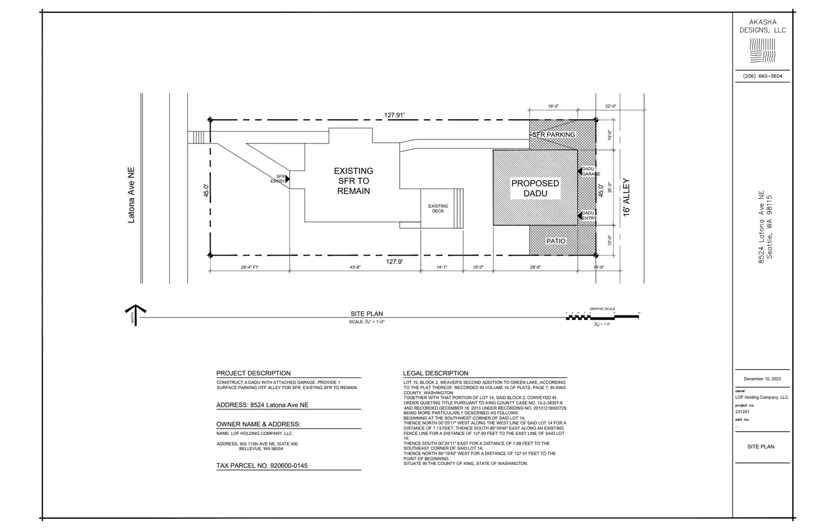 Site plan for 8526 Latona Ave NE