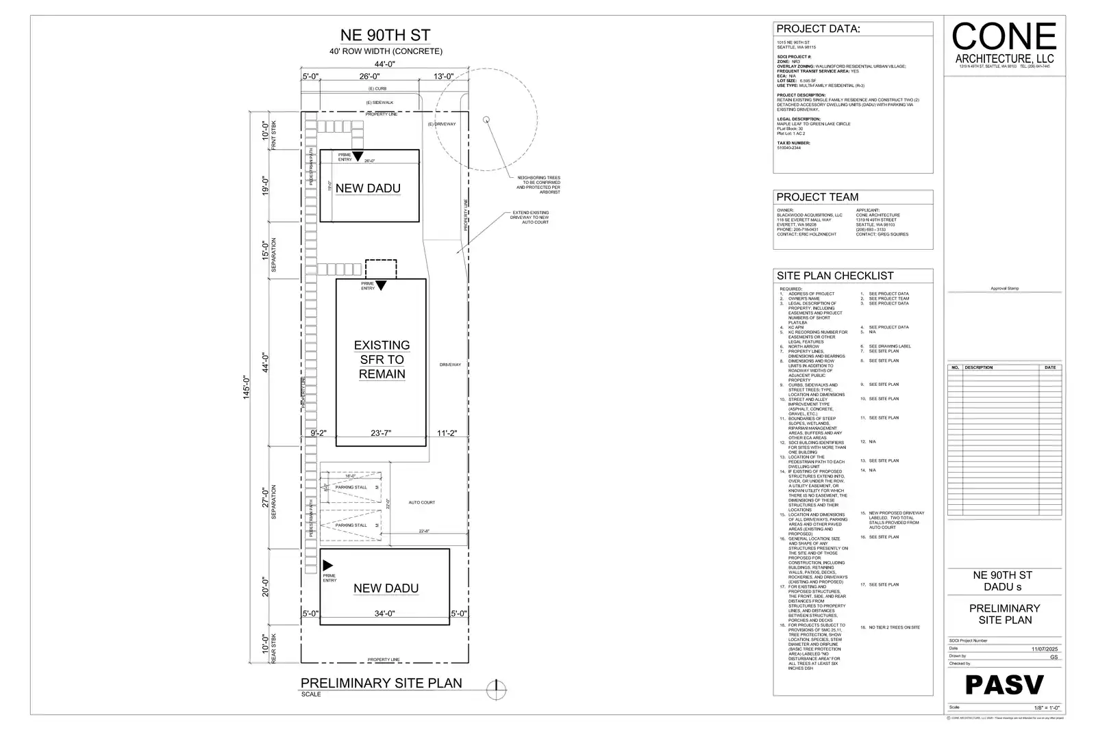 Site plan for 1015 NE 90th St