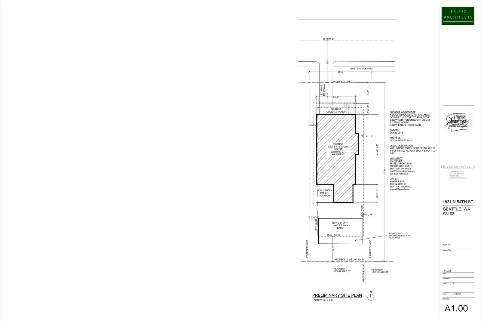 Site plan for 1831 N 54th St