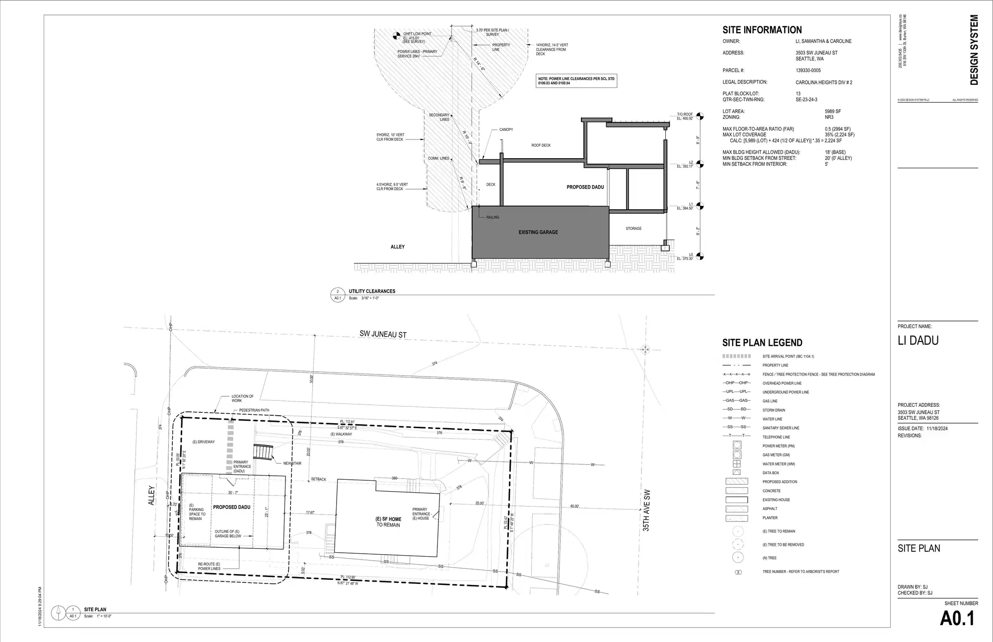Site plan for 3503 SW Juneau St