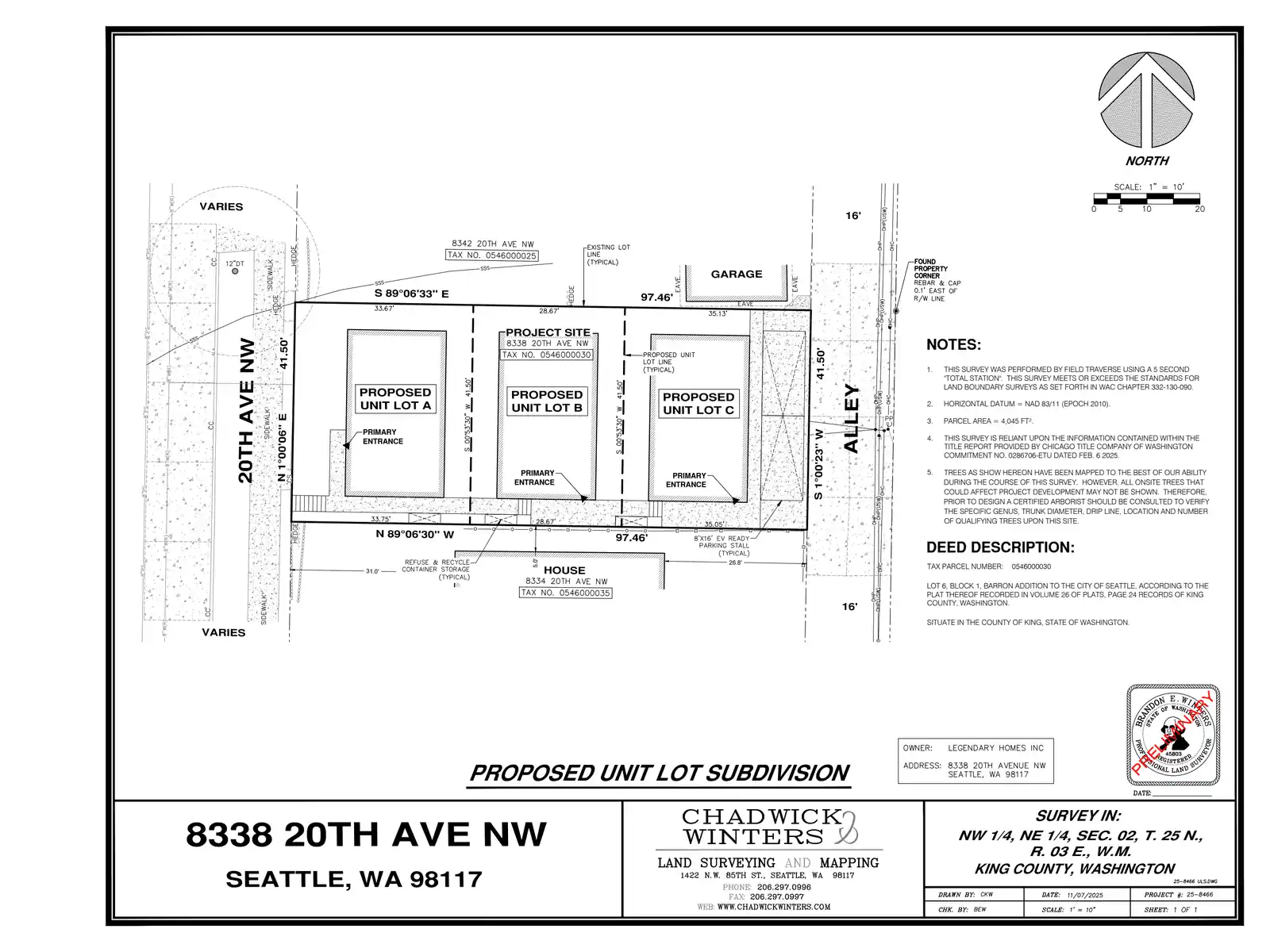 Site plan for 8338 20th Ave NW