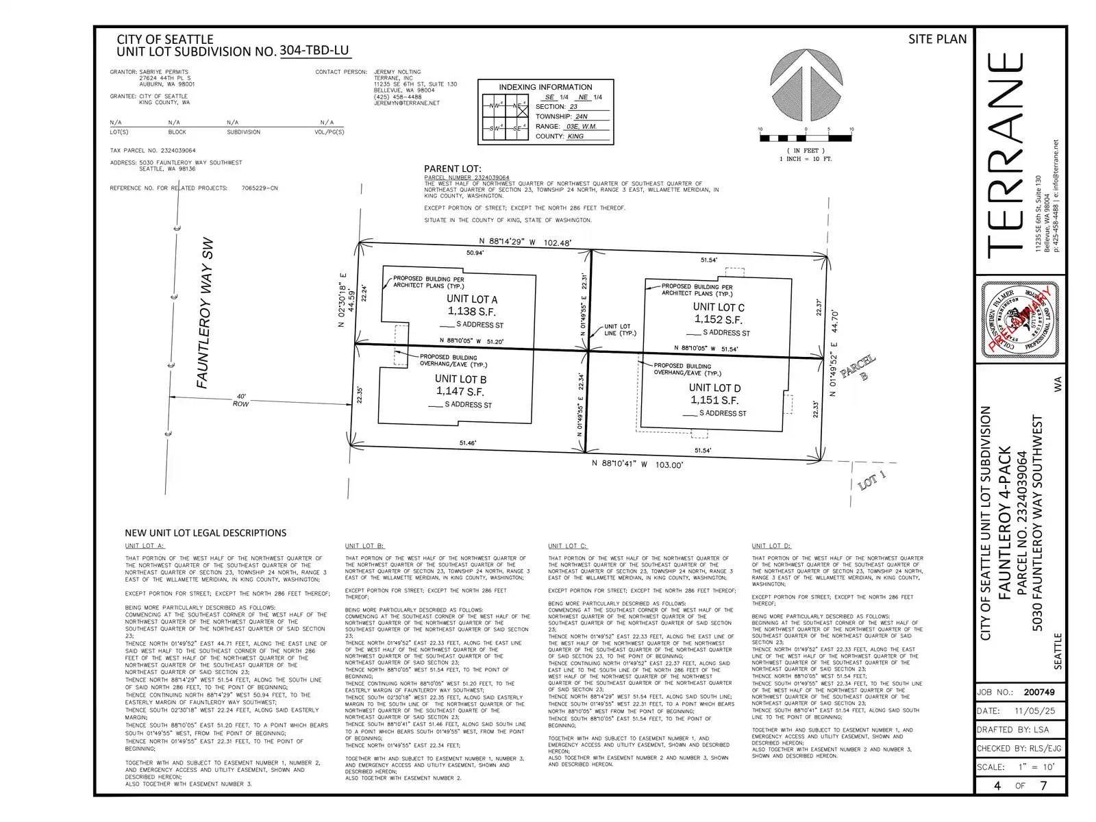 Site plan for 5030 Fauntleroy Way SW