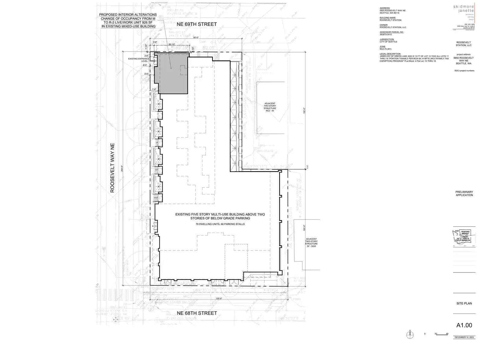Site plan for 6850 Roosevelt Way NE
