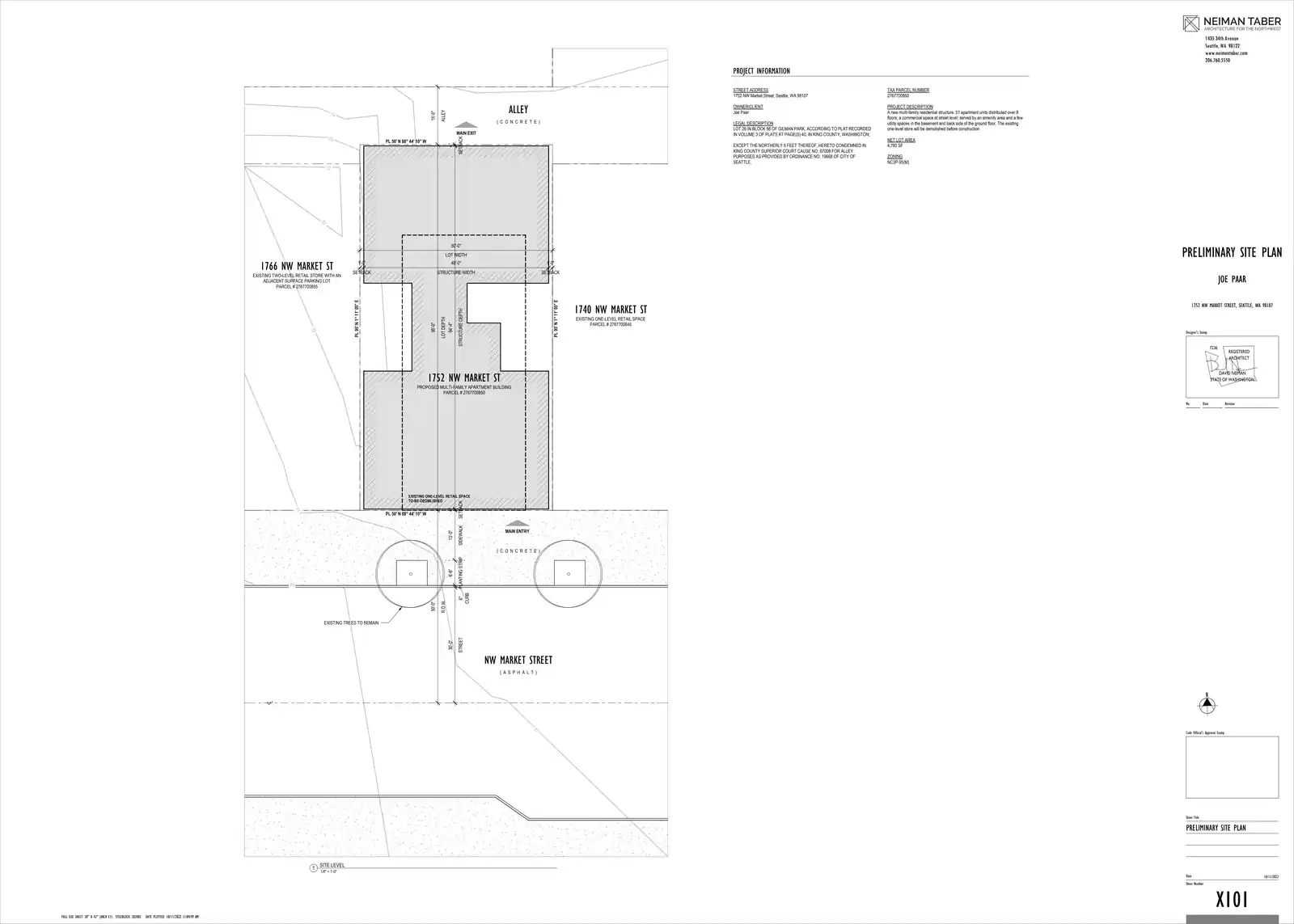 Site plan for 1752 NW Market St