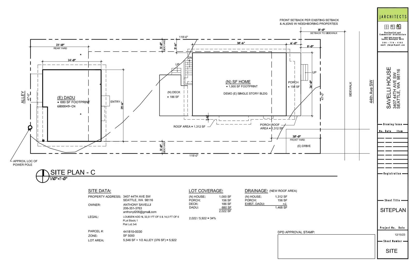 Site plan for 3407 44th Ave SW