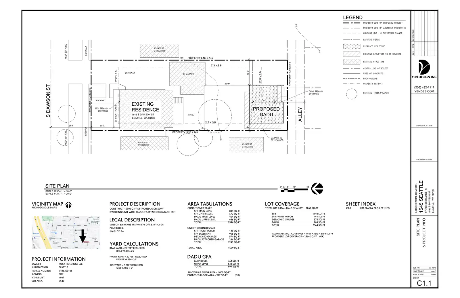 Site plan for 1547 S Dawson St