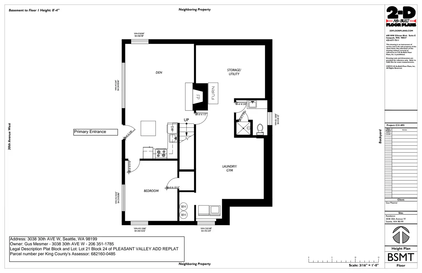 Site plan for 3038 B 30th Ave W