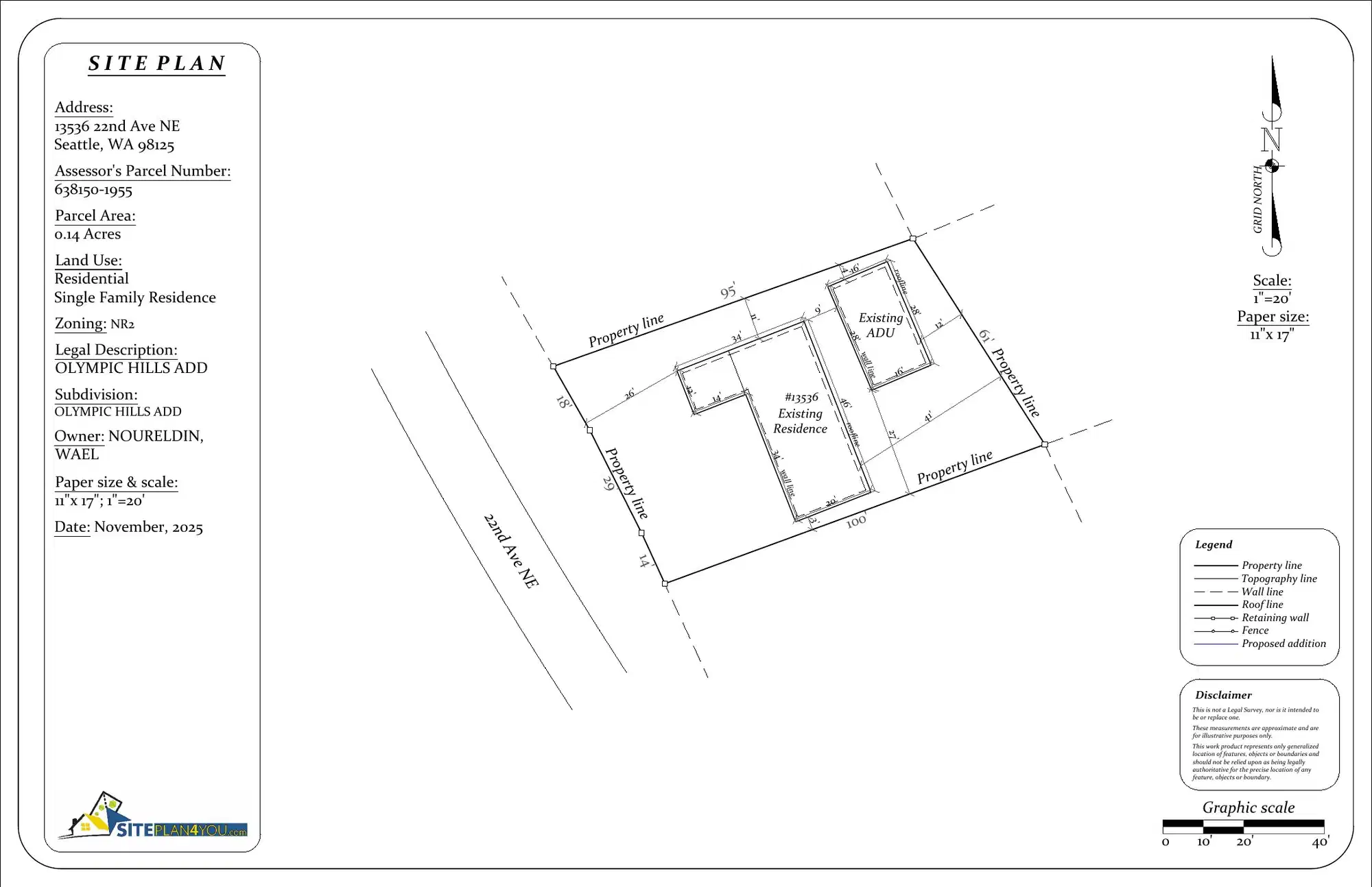 Site plan for 13536 22nd Ave NE