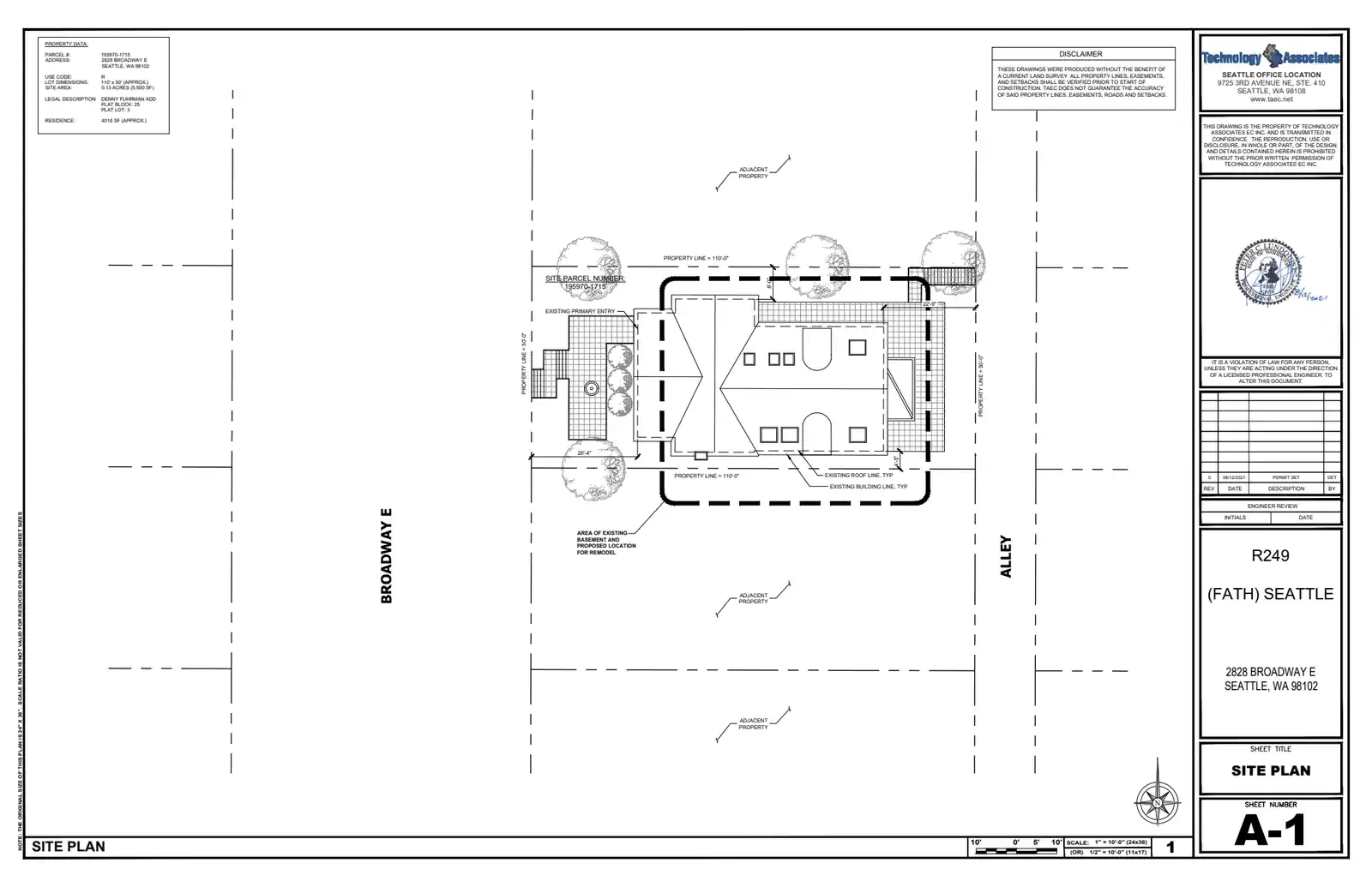 Site plan for 2828 Broadway E