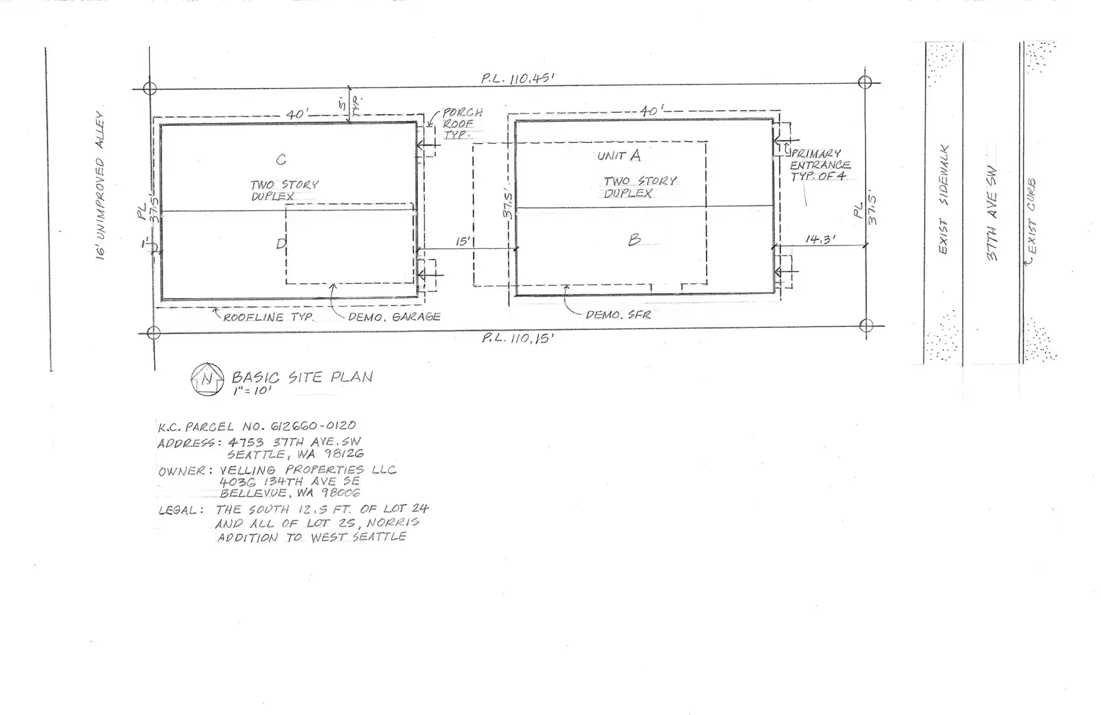 Site plan for 4753 37th Ave SW
