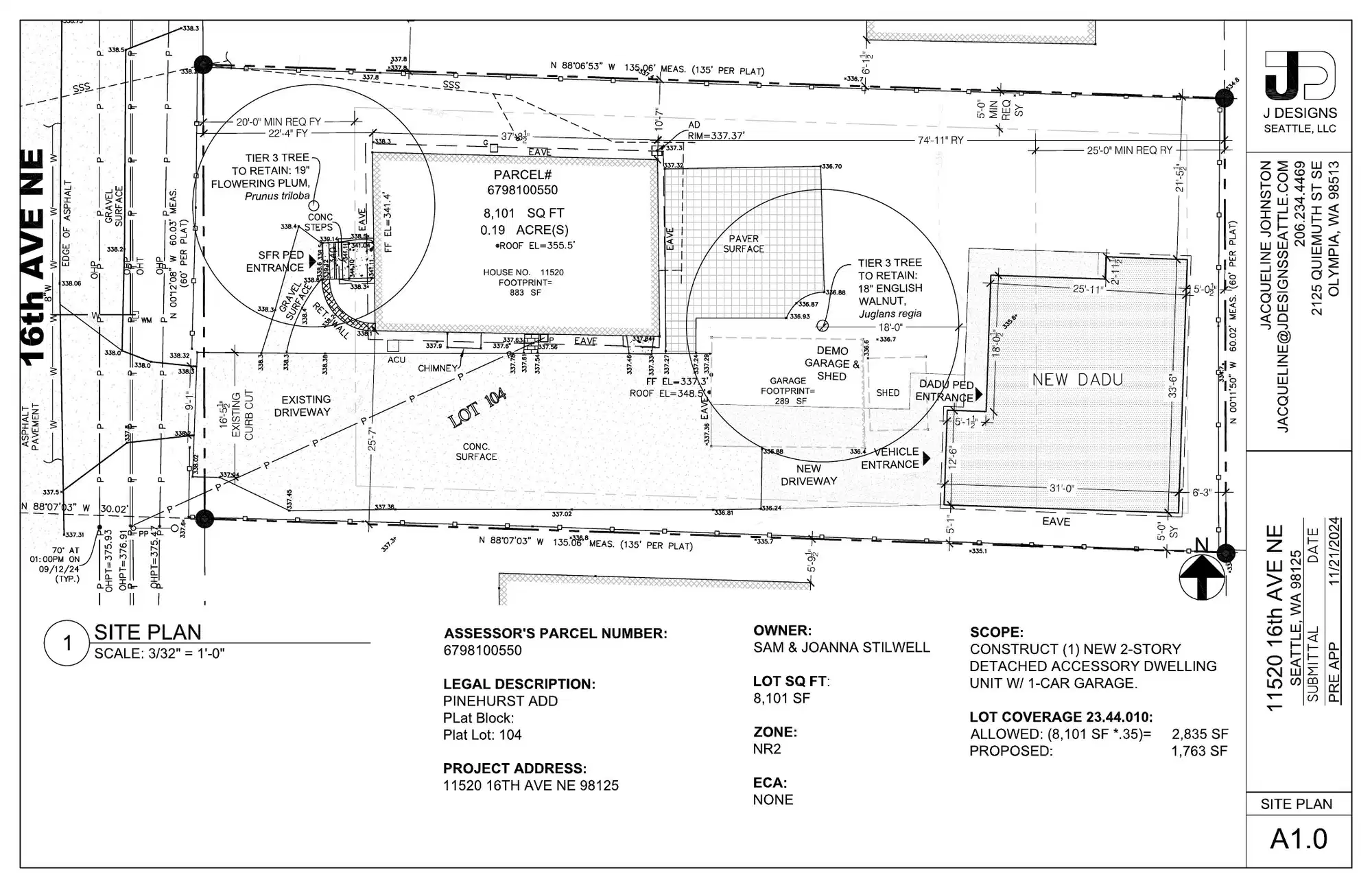 Site plan for 11518 16th Ave NE