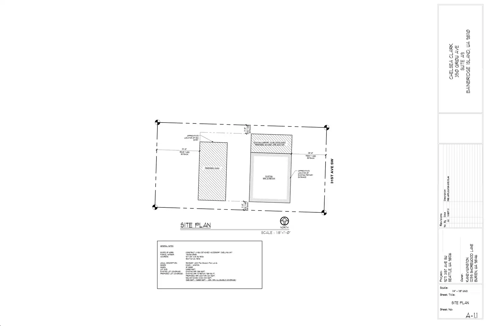 Site plan for 9273 31st Ave SW