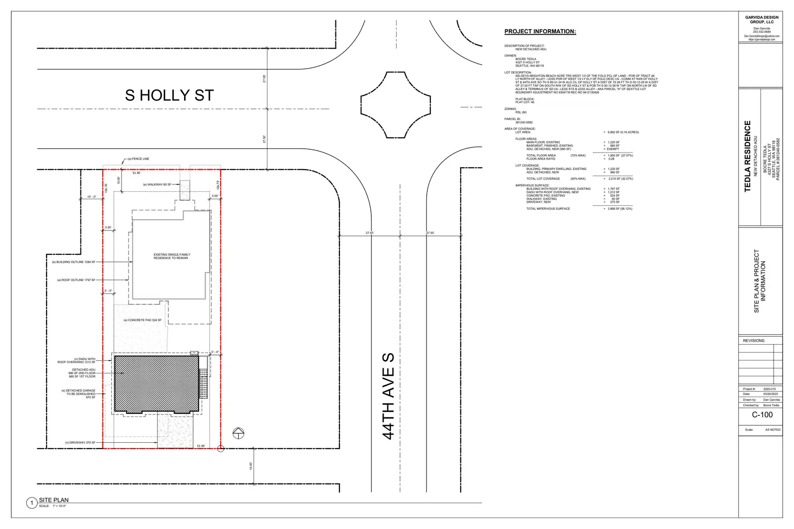 Site plan for 4325 S Holly St