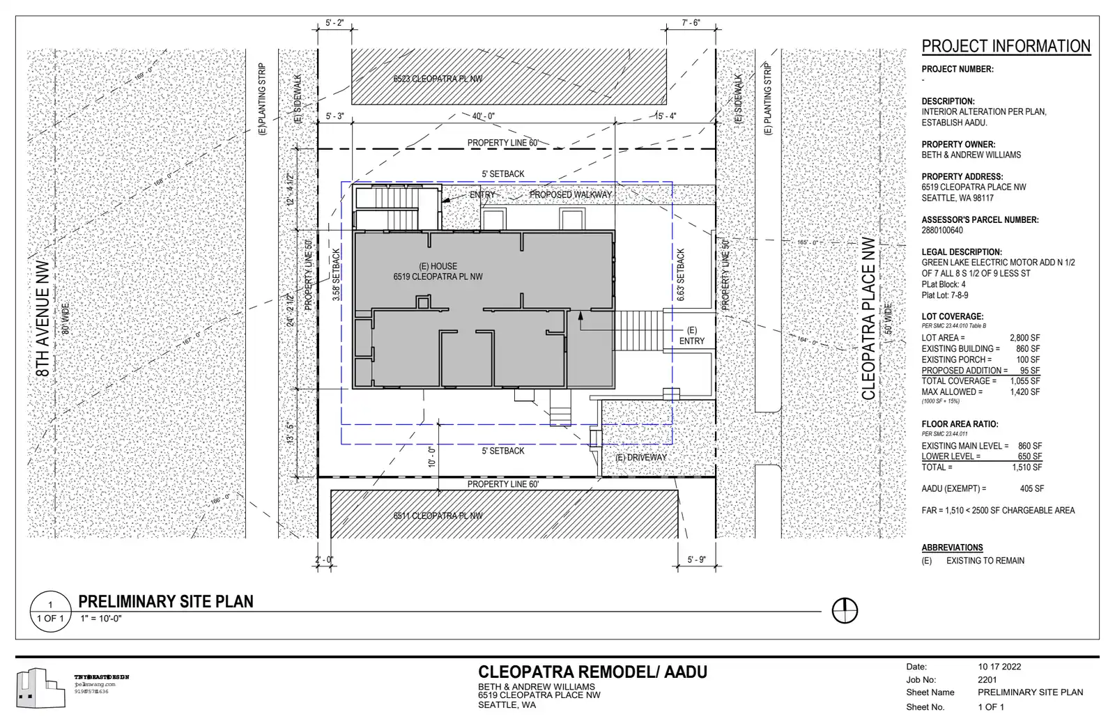 Site plan for 6519 Cleopatra Pl NW