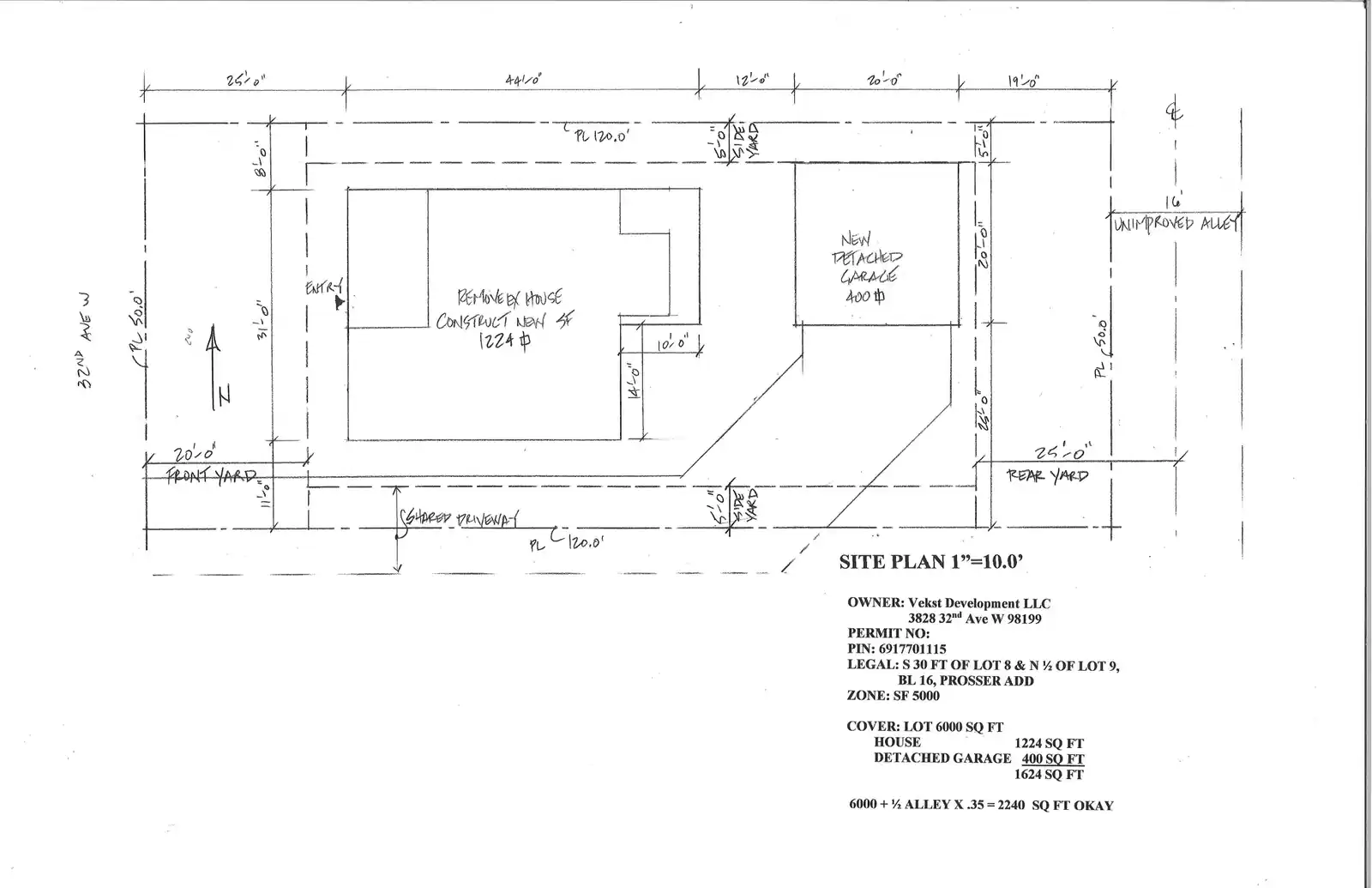 Site plan for 3828 32nd Ave W