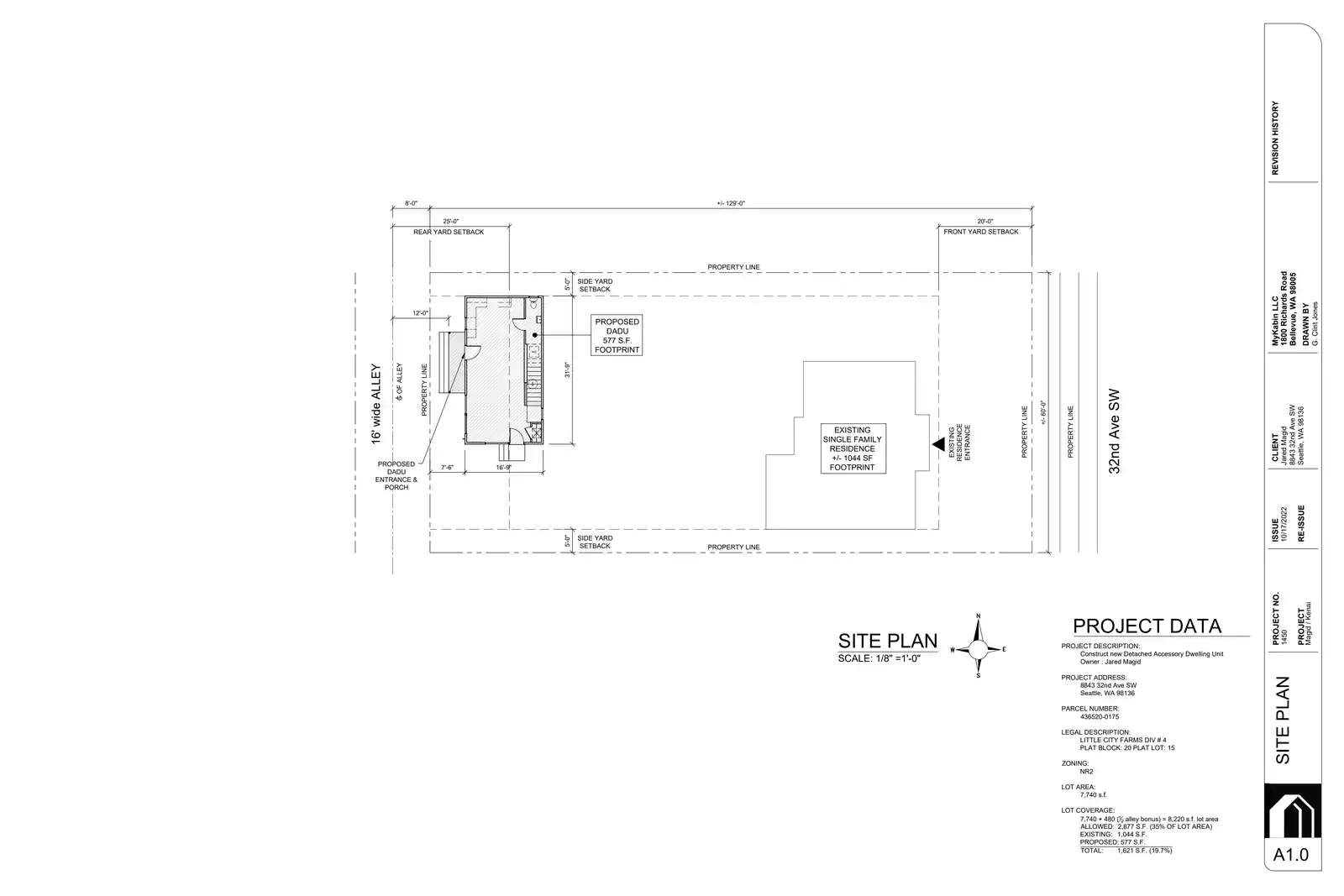 Site plan for 8843 32nd Ave SW