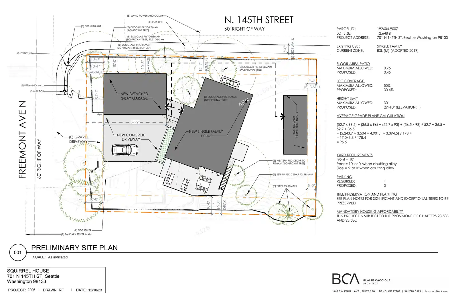 Site plan for 701 B N 145th St