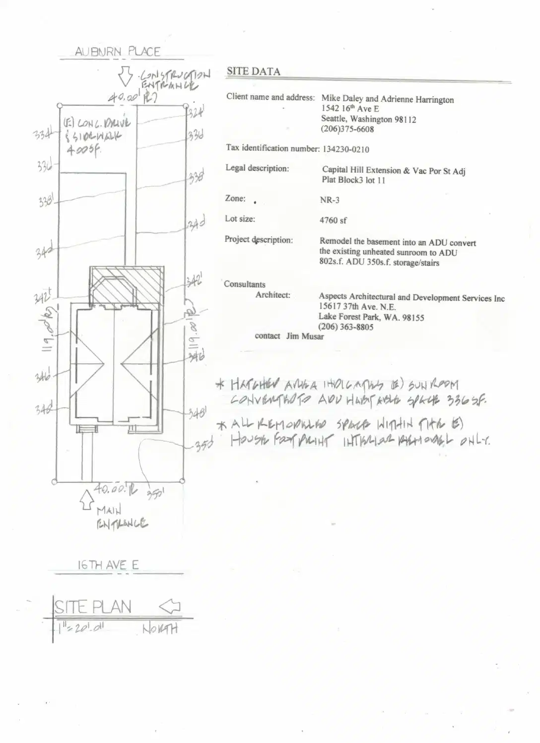 Site plan for 1542 16th Ave E