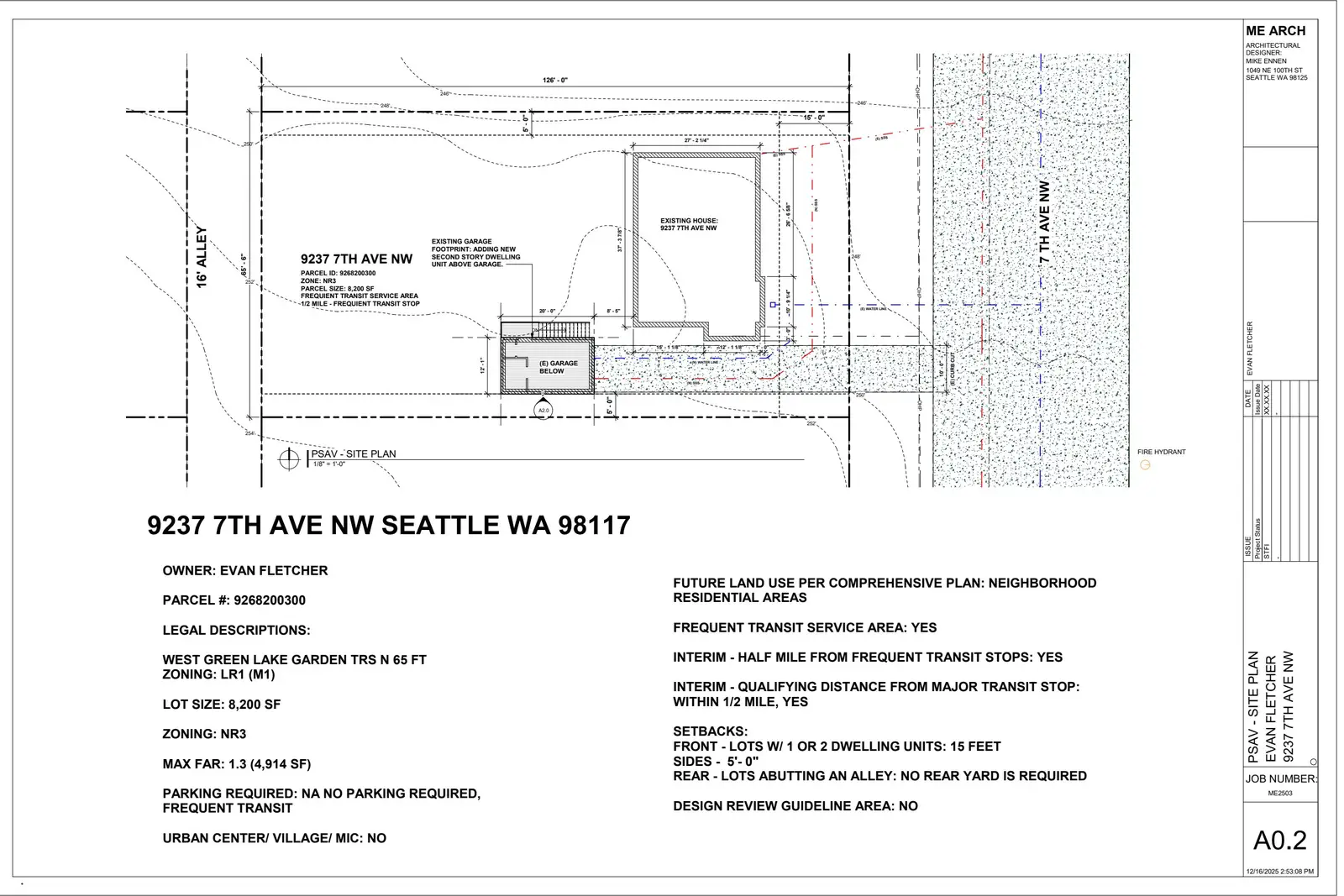 Site plan for 9235 7th Ave NW