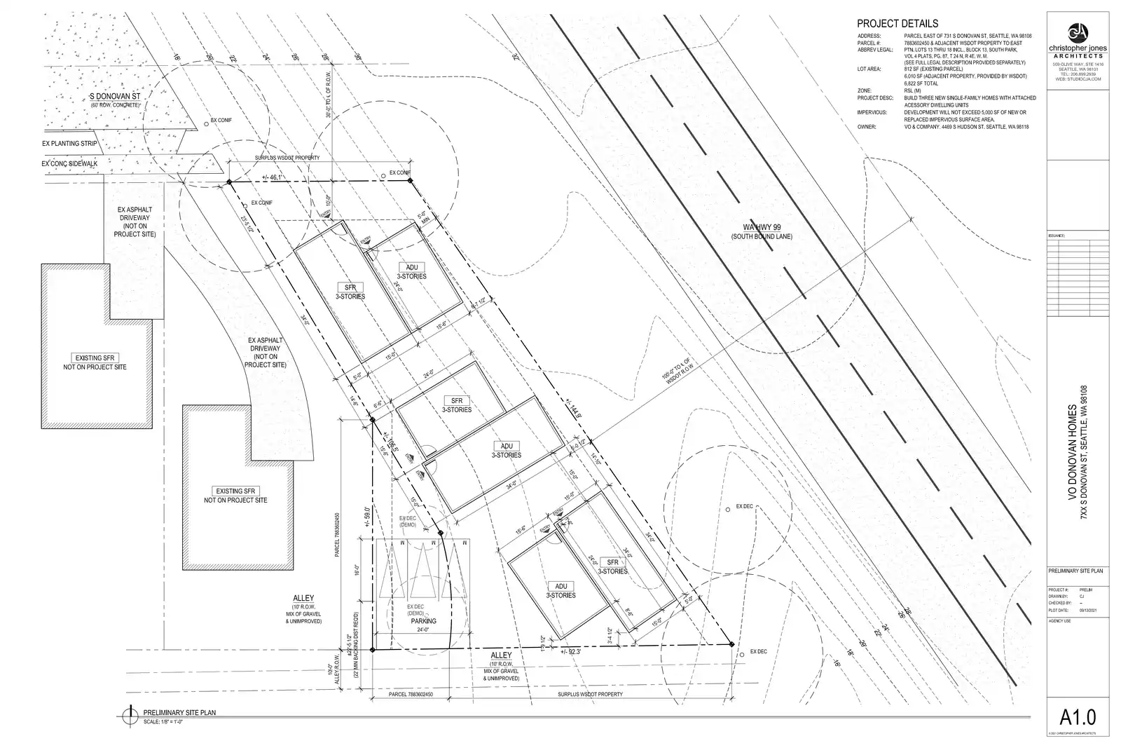 Site plan for 737 S Donovan St