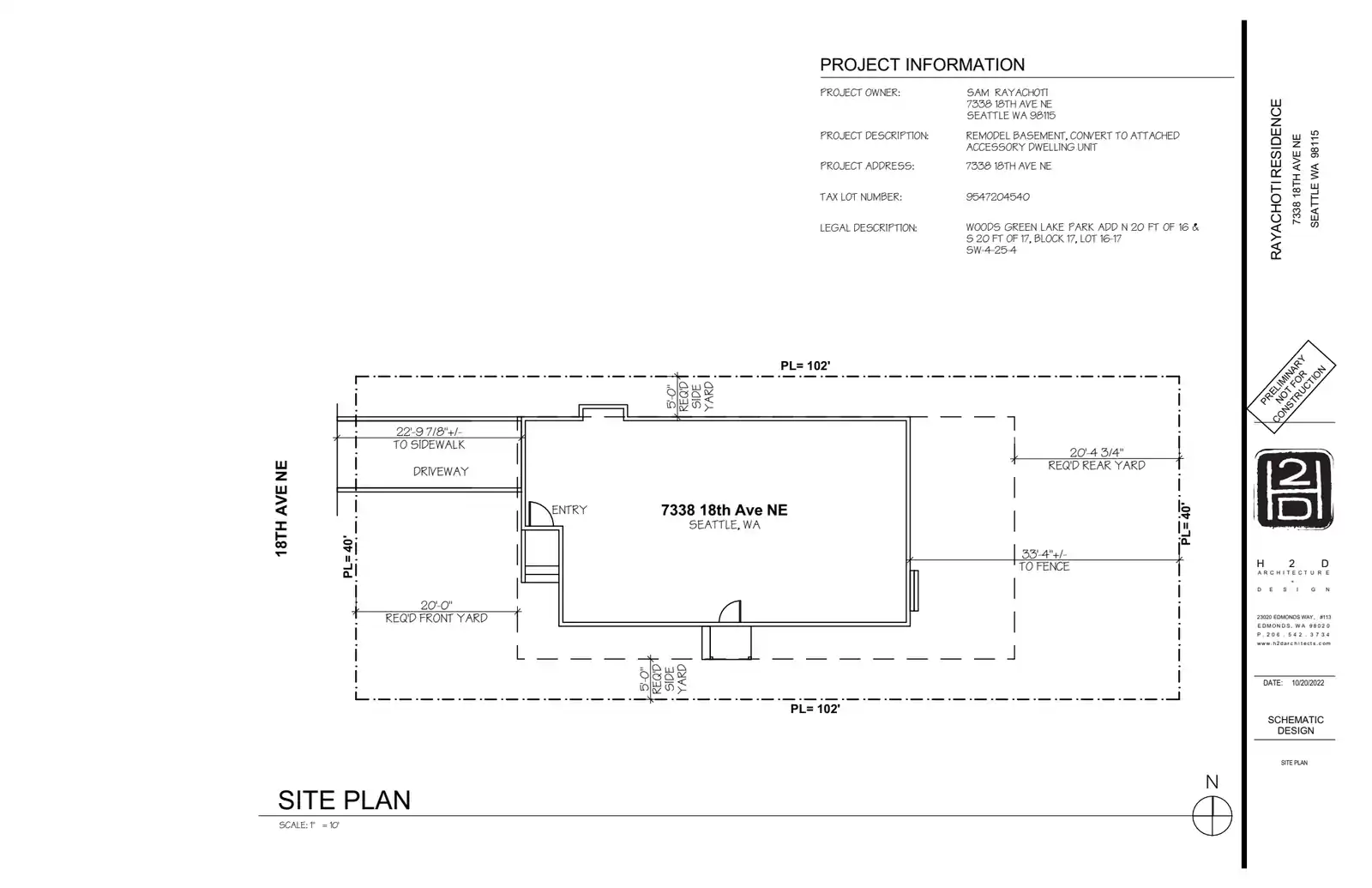 Site plan for 7338 18th Ave NE