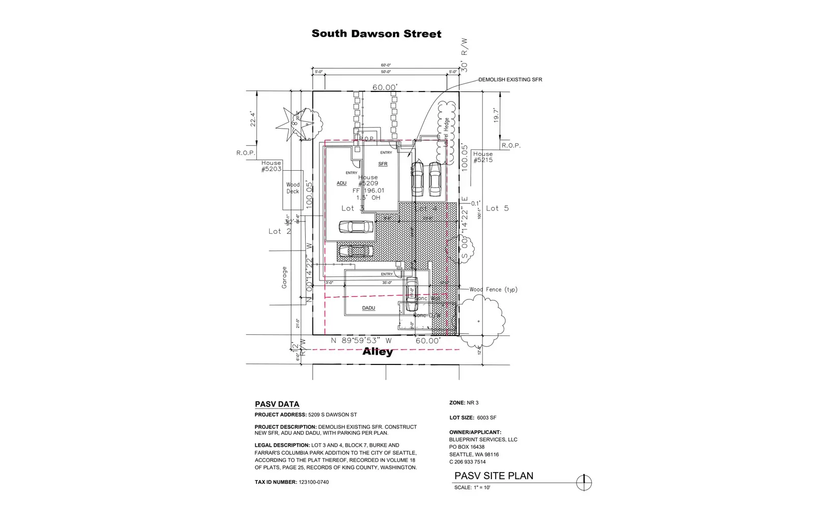 Site plan for 5209 S Dawson St