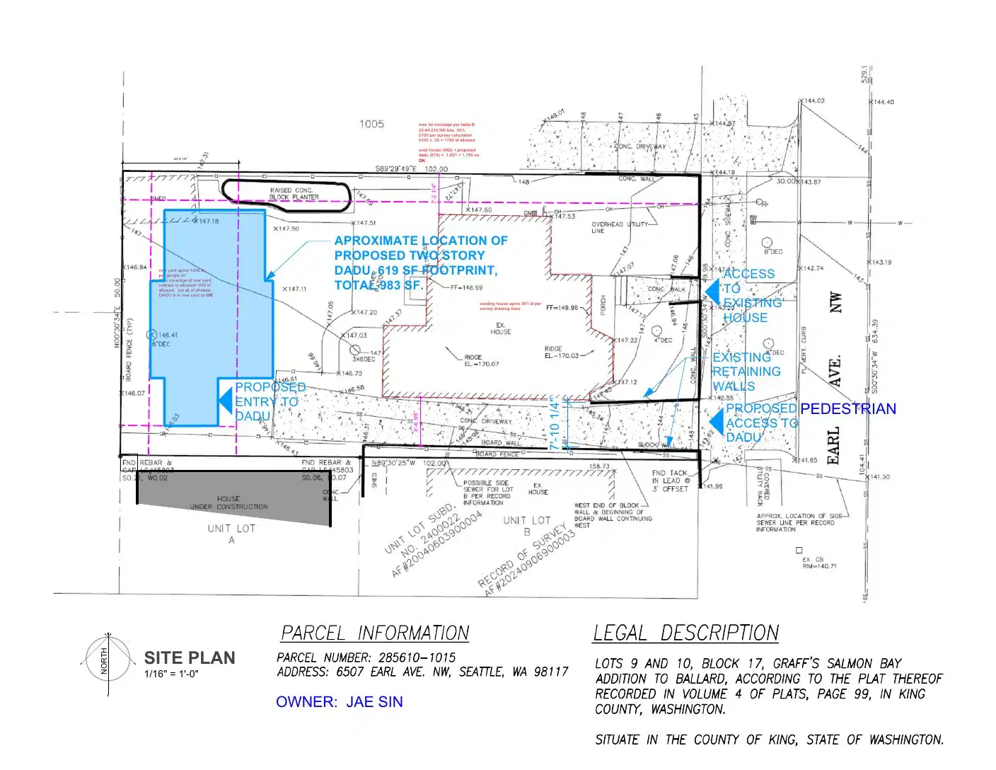 Site plan for 6507 Earl Ave NW