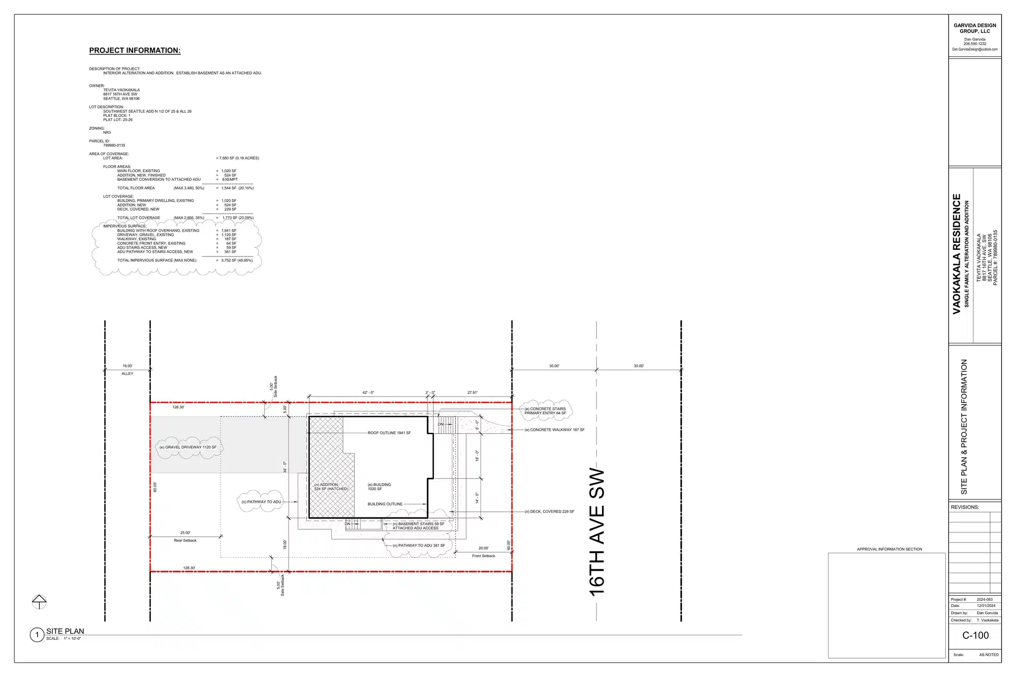 Site plan for 8817 16th Ave SW