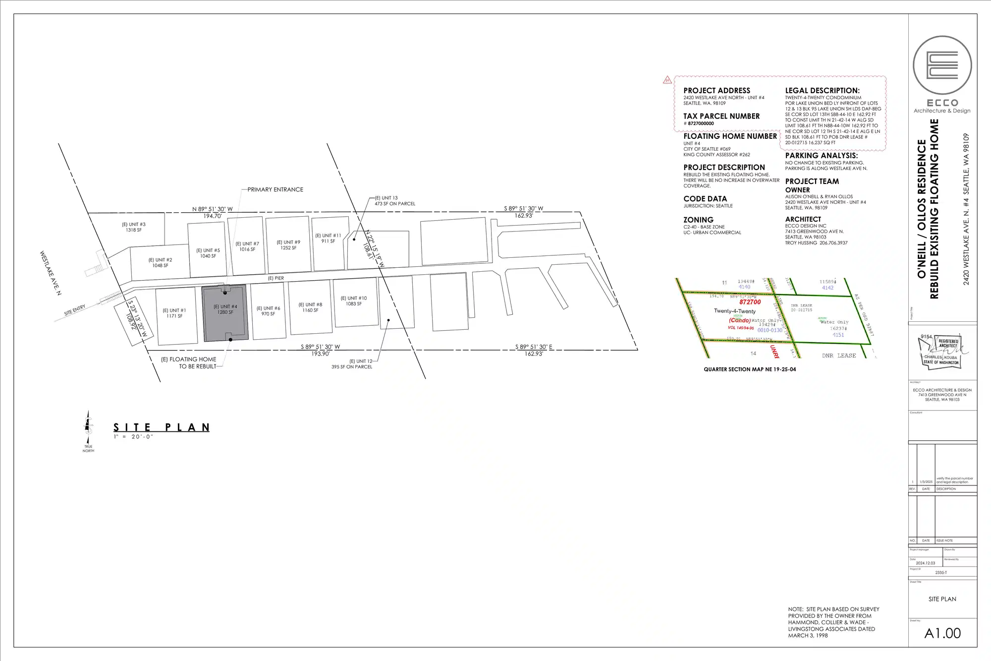 Site plan for 2420 Westlake Ave N