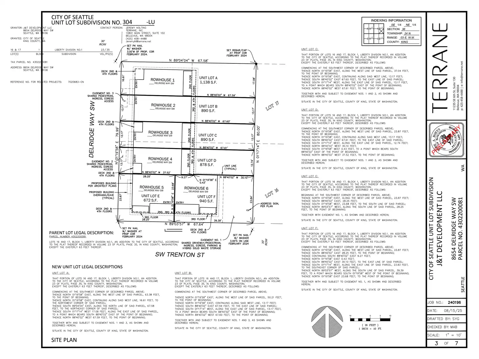 Site plan for 8654 Delridge Way SW