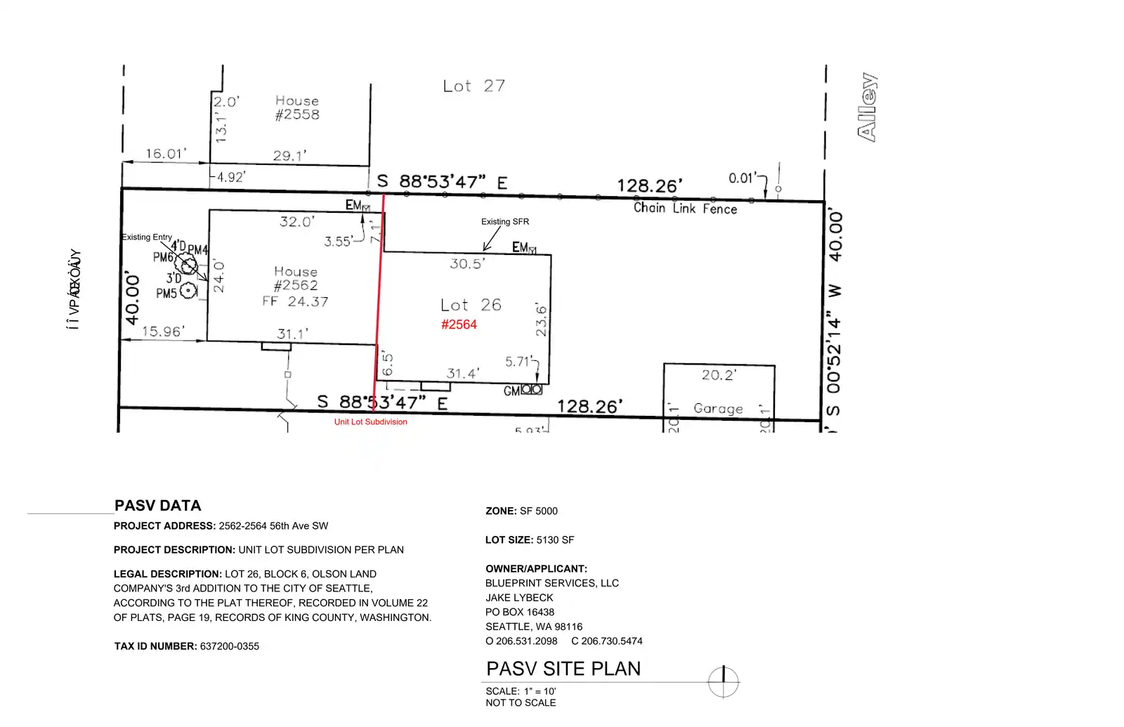 Site plan for 2560 56th Ave SW